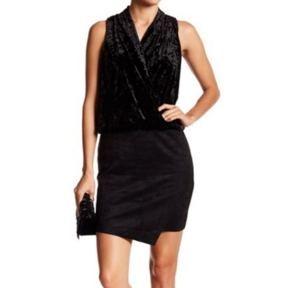 Fifteen Twenty Velvet Drape Asymmetric Mini Dress, Black XS NWT - Picture 2 of 8